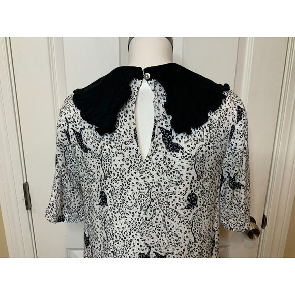 Ted Baker White Black Ruffle Collar Cat Print Oscala Dress, Size 2 TB | 6 US - Picture 8 of 12